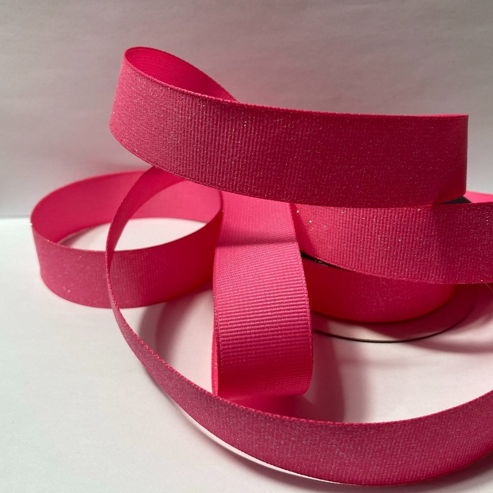 10 Rolls Pink Ribbed Glitter Ribbon 7/8" - Picture 3 of 15
